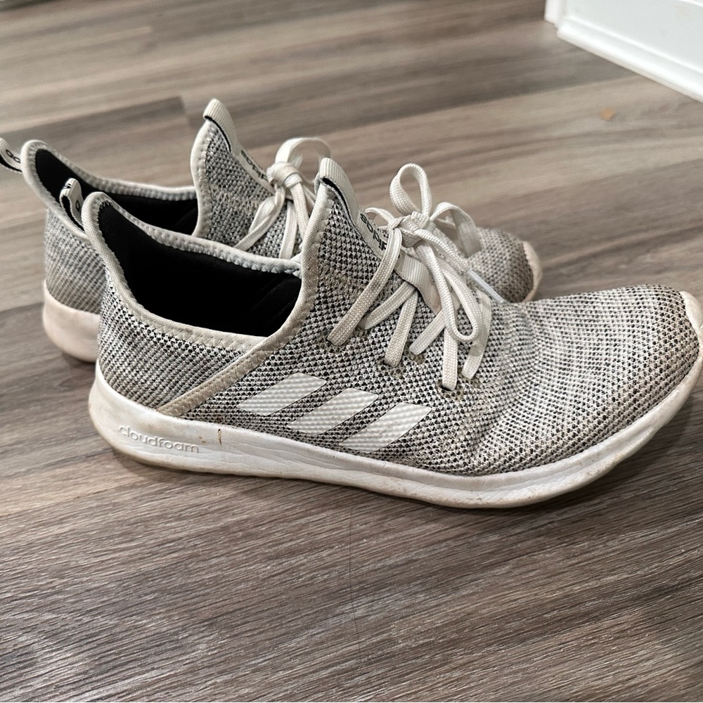 Adidas Cream and Black Knit Sneakers